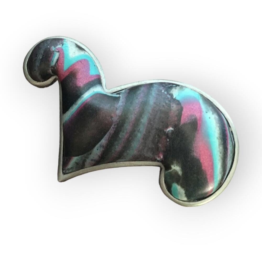 Signed J. Rice stylized horse brooch, pin